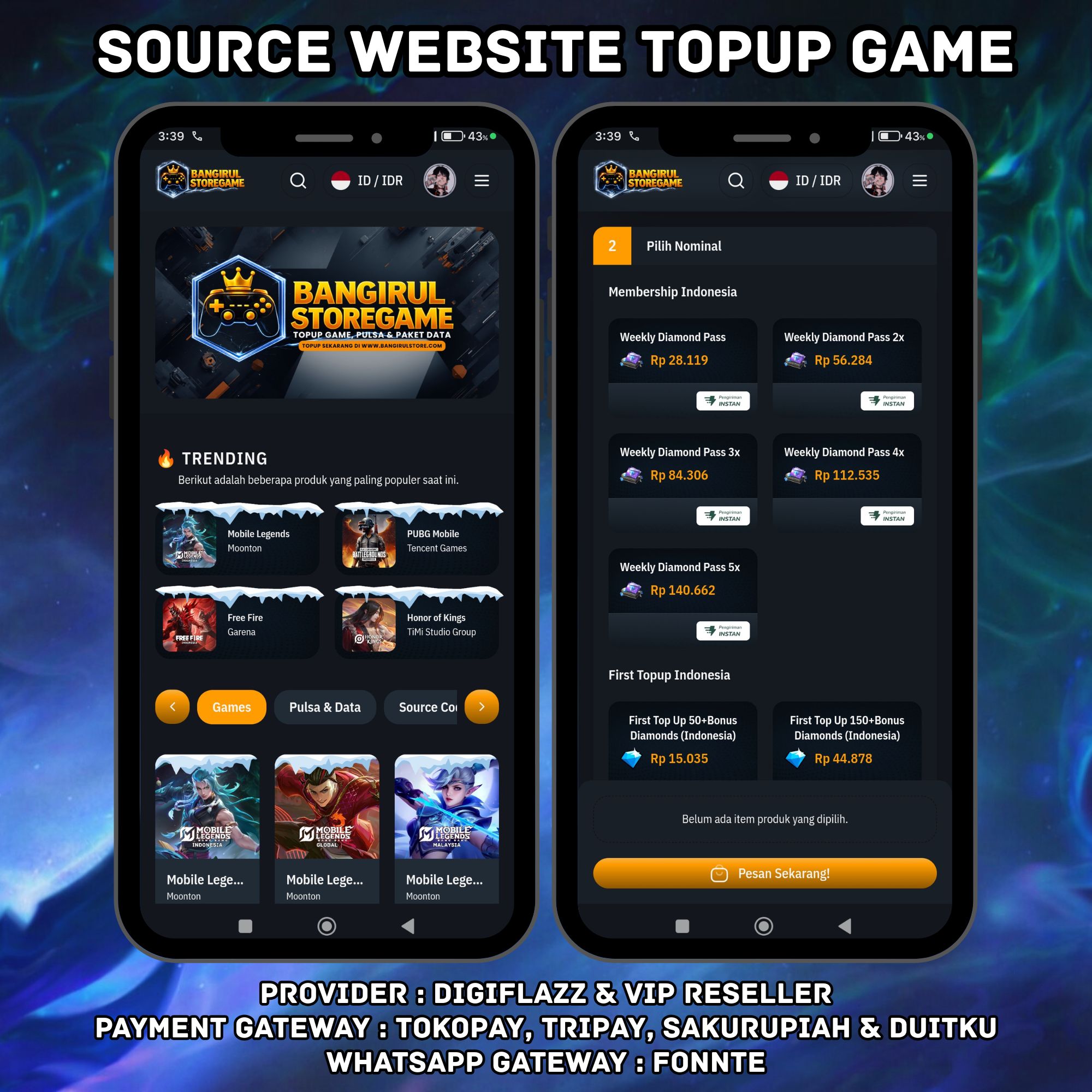 SOURCE WEBSITE TOPUP GAME