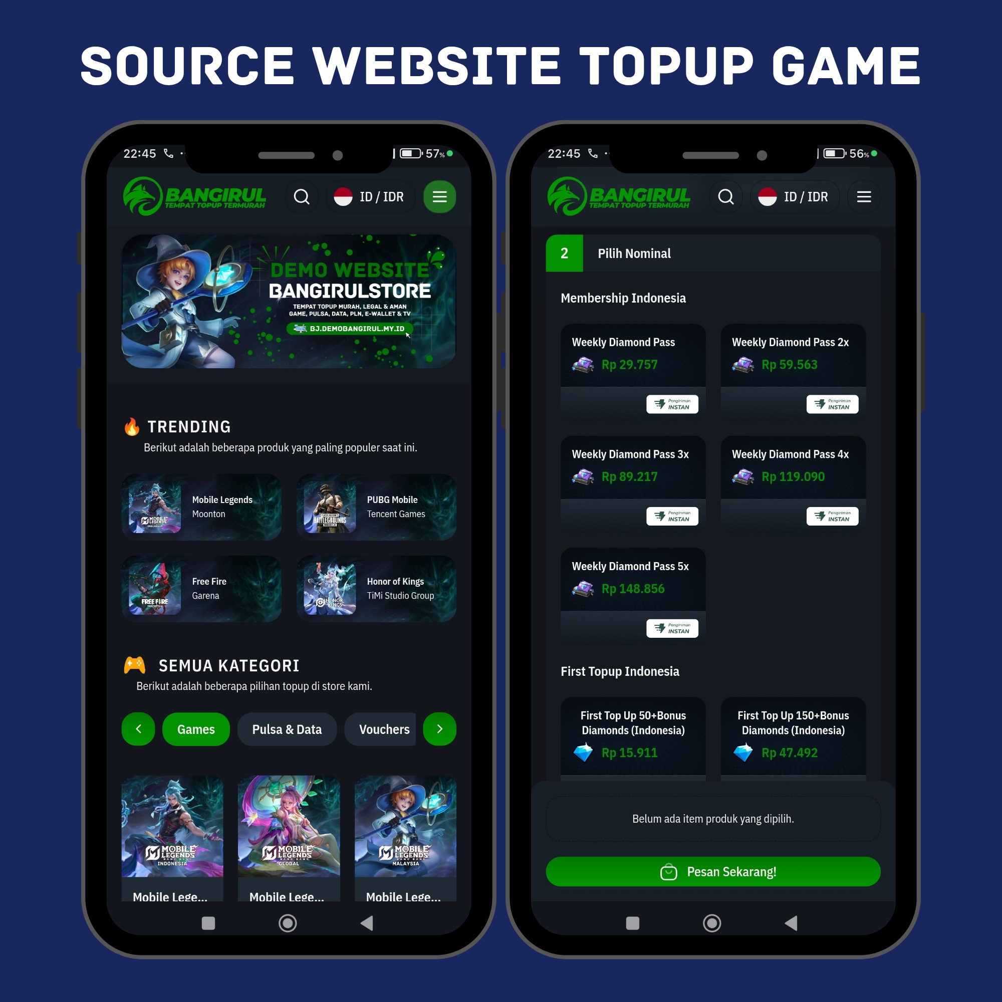 SOURCE WEBSITE TOPUP GAME
